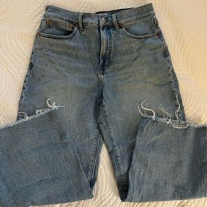 Madewell Perfect Vintage Wide-Leg crop Jean 29 medium wash raw hem